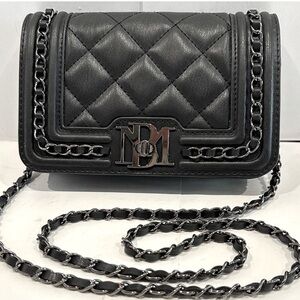 NWT Badgley Mischka Black Vegan Leather Crossbody Bag, MSRP $99, Black Hardware